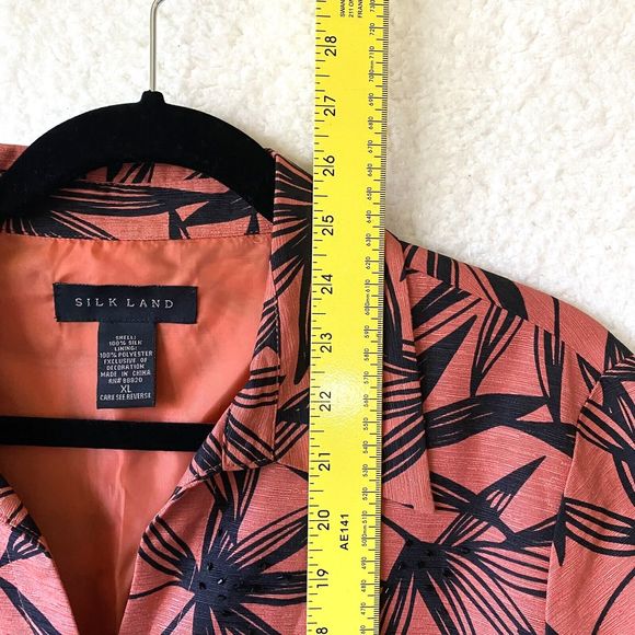 Silk Land Jacket‎ Size XL SILK Women Orange Black Leaf Beaded Embellished Cuff - Picture 5 of 12